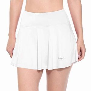 Baleaf Women's Athletic Skort Pleated Tennis Golf Skirt with Pockets White
